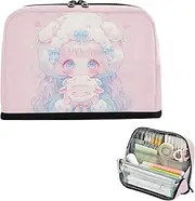 Yoogain pencil poucheses Large Capacity Make Up Bag Sturdy Storage Organizer for Kids Grade School Supplies Pastel Peach Cute Sheep Girl
