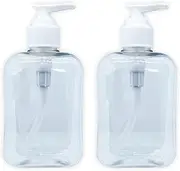 MYOC White PET pump bottle Refillable Empty Container Cosmetic Containers for Lotion Shampoo Massage Oils Outdoor Camping Travel 250ml (Pack of 2)