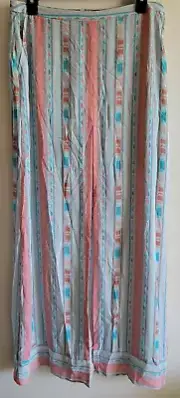 Maxi Skirt BCBG Maxazria Size M Jane Front Slit Lined Boho Print Pink Blue New
