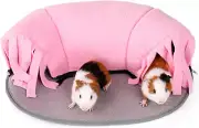 Guinea Pig Tunnel, Pure Pink and Grey, Fleece Forest Entrance, Tunnel for Guinea