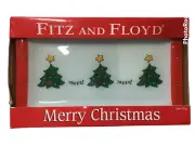 Fitz & Floyd Merry Christmas Tree GLASS TRAY 12.5" Serving Plate Platter NEW