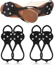 [XIHIRCD] 2 Pairs Ice Snow Cleats, Non-Skid 10-Claw Crampons Grippers Spikes for Hiking Boots, Ice & Snow Shoes, Hiking Gear, Essentials, Accessories for Winter Sports (L Size)