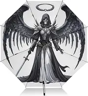 [PDZRMY] UV Protection Travel Umbrella Angel Death White Compact for Rain and Sun - Auto Open and Close UPF 50+ Windproof Portable 46” Sun Umbrella for Women and Men