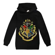 Kids Boys Girls Harry Porter Hogwarts Print Hoodie Jumper Long Sleeve Loose Hooded Sweatshirt Tops Autumn Winter -NMAOV Black 13-14Y