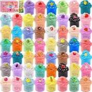 54 Pack Slime Kit Assorted Colors Charms Foam Balls Stickers Gift Box