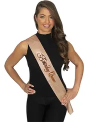 Rose Gold Sparkly Birthday Queen Party Sash