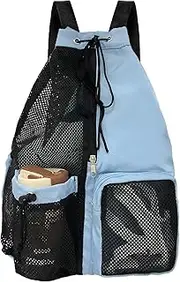 [ZCOINS] Unisex Swim Bag Mesh Drawstring Backpack Swimming Bags Swimming Equipment Bag with Wet Pocket for Swim Gym Workout Gear for Men Women