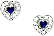 [JewelryWeb] 925 Sterling Silver Plated September Blue 3x3mm CZ Love Heart Screw Back Earrings 8x8mm Stud Earring for Women