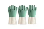 BOOMJOY 3 Pairs Latex Cleaning Gloves Heavy Duty Dishwashing Gloves Reusable Gloves Green