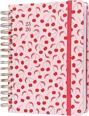 Kokonote A5 Academic Diary 2025-2026 Page A Day - Cherry Dreams | Academic Planner 2025-2026 With Stickers, Student Essentials For University, Back To School Supplies