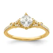 0.50ct. CZ Solid Real 14k Polish 1/2ct Cushion Engagement Dia Ring