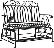 vidaXL Outdoor 2-Seater Steel Glider Bench - Black, 114 cm, Weather-Resistant with Rocking Mechanism