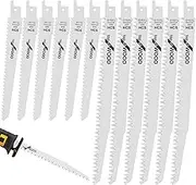 12Pcs Reciprocating Saw Blade,Cutting Recip Sabre Saw Blade,Wood Pruning Cutting Saw Blade,Clean-Cut Saw Blade,PVC Pipes Cutting Saw Blade for Cutting Wood Branch