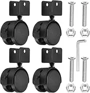 uxcell 2" Swivel Caster with 0.98" U Bracket, 4 Pack 360° Rotation Nylon Swivel No Noise Wheel with Brake Locking Caster for Furniture Legs Black