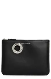 Comme des Garçons Wallets Large Eyelet Leather Zip Pouch