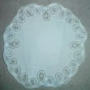 White 12ct Aida Cross Stitch Fabric 8" Round Battenberg Cotton Lace Edge Doily