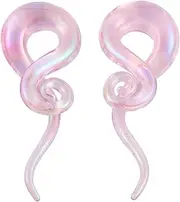 [YOFANST] 2pcs Glass Tapers Multi-Colors Twist Spiral Plugs Piercing Handmade Hanger Ear Gauges 4G-1/2 inch