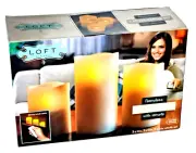Loft Living 3-Piece LED Pillar Flameless Candle Set W/Wireless Remote