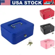 Cash Box with Lock Key and Money Tray Large Money Box for Cash Metal Lock Box