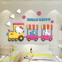 在飛比找蝦皮購物優惠-台灣熱賣 凱蒂貓壓克力壁貼 KT猫卡通動漫小火車 壓克力3D