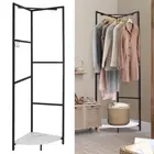 Black Metal Corner Coat Rack Hanging Shelf Wall Leaning Art Display Home Decor