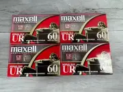 4 MAXELL UR 60 Minutes Normal Bias Blank Audio Cassette Tapes, NEW, Sealed