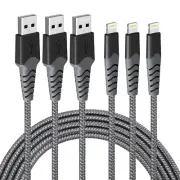 3-Pack iPhone Lightning Cable 2M MFi Certified for iPhone 14/13/12/11/XS/XR/8/7/
