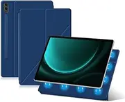 [Jarttarn] Fold Magnetic Case Compatible with Samsung Galaxy Tab S9 FE Plus 2023 12.4 inch Tablet Case with Pen Slot Leather Shell Sleep Wake-Up (Dark Blue)
