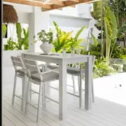 Santorini Outdoor Aluminium 1.5m Bar Table with 4 Bar stools - Outdoor Aluminium Dining Settings