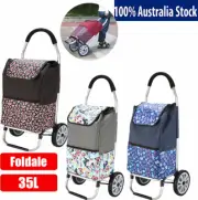 Foldable Aluminium Shopping Trolley with Bags Dolly Grocery Cart on Wheels Black
