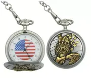 Statue of Liberty Commemorative Patriotic USA Pocket Watch Stars and Stripes NEW