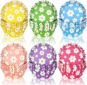 Whaline 600Pcs Colorful Daisy Flower Cupcake Liners Christmas Rainbow Color C...