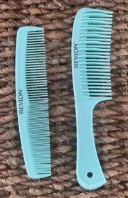 VINTAGE REVLON 2 Piece COMB SET Mint Green 1990's Excellent Condition Clean