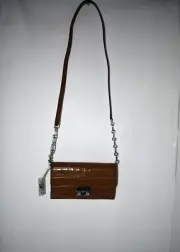 MICHAEL Kors Tribeca LARGE Leather Wallet Chain Crossbody Driftwood #32F4S2RC9E
