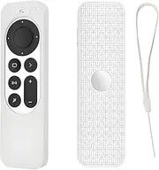 Checkzed TV Remote Case for 2021/2022 TV 4K Siri Remote, Silicone Cover for TV 4K 6th Gen Remote Control, Anti-Slip, Shockproof Silicone Apples Remotes Case (White)
