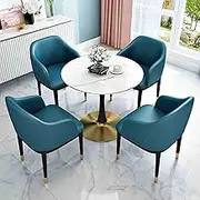 Modern Blue Meeting Room Table Set for 4 People with Chairs Office Reception Club Coffee Kitchen Dining Table Small Space Saving Design 90cm/35.4"