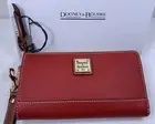 Dooney & Bourke Pebble Grain Folded Zip Wristlet Wallet Wine Color