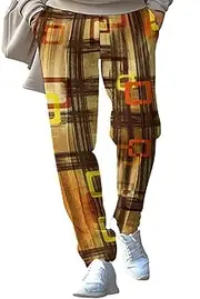 [Generic] Chinos Pants Men Stretch Casual All Solid Color Painting Cotton Linen Loose Plus Size Trouser Fashion Beach Pockets Pant 4 1