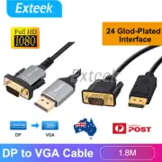 1.8M Displayport DP Male to VGA Male Cable HD 1080P High Speed Display Port Lead
