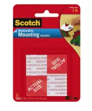NOS! SCOTCH REMOVABLE MOUNTING SQUARES 1 LB, 16 SQUARES