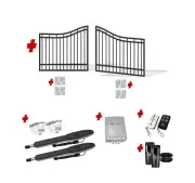 3000mm 3.0x1.3-1.5m Double Swing Driveway Gates Opening Arch Curved Picket St...