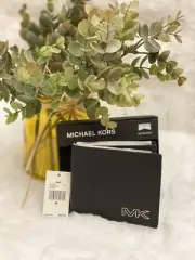 Michael Kors ANDY WALLET Slim Billfold BLACK Cash /Cards COATED PVC Mens $98 NIB