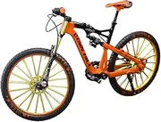 [simhoa] Finger Mountain Bike, Metal Bicycle Model 1:10 Model Cycling Diecast Bike Vehicles Diecast Collection Gifts, Orange