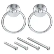 2Pcs Round Ring Pulls Drawers Knobs Bright Chrome for Dresser Cupboard Wardrobe
