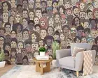 3D Avatar Hand Drawn Pattern Self-adhesive Removeable Wallpaper Wall Mural