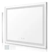LED Bathroom Lighted Mirror Wall Touch Sensor Anti Fog Dimmable 3 Colors Light