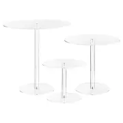 1Set Round Cake Stand Acrylic Display Rack for Cupcake Dessert Pizza, Clear