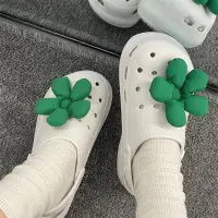 在飛比找蝦皮購物優惠-【安可居家小物】crocs卡駱馳洞洞鞋配飾鞋釦立體可愛羽絨綠