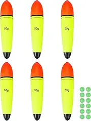 uxcell Fishing Slip Bobbers, EVA Foam Bobbers Slip Floats with Fish Beads, 1.8 Oz Floatage Fit for Perch Carp Bass Fishing Corks Saltwater Freshwater (6 Pack, Red/Yellow)