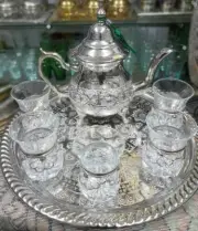 moroccan teapot 6 Tea Cups, Moroccan Tea Set Teapot Rectangular Tray 6 Glasses